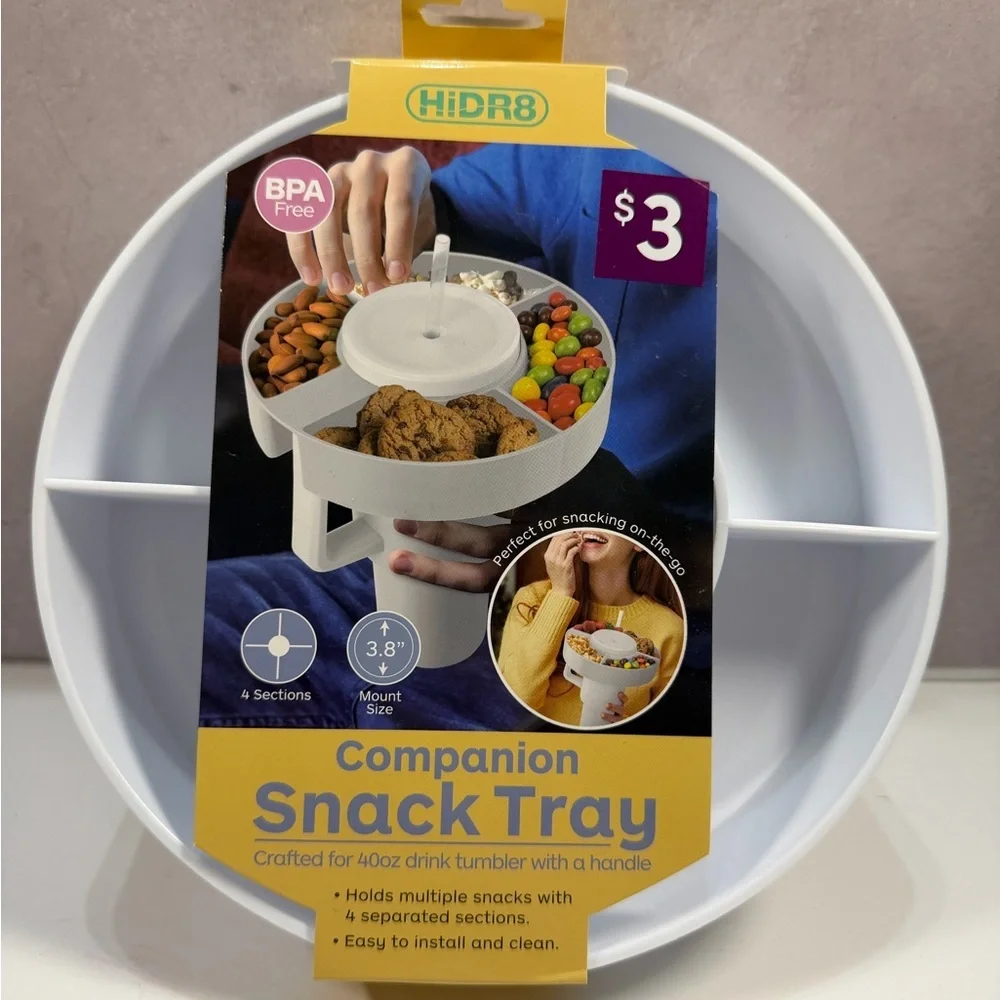 🩷5/$10🩷 White Companion Snack Tray for 40oz Tumblers